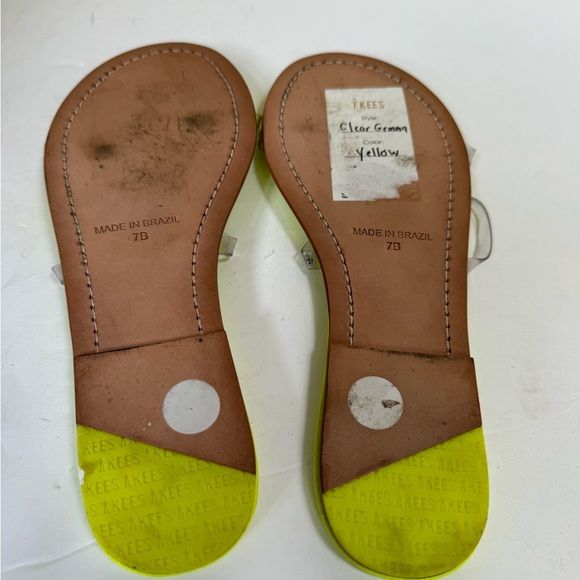 TKEES NEW Gemma Clear Neon Yellow Sandals Flats Leather Brazil Summer Minimalist - Picture 8 of 13